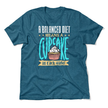 Cupcake - A Balanced Diet Men/Unisex T-Shirt in Heather Deep Teal color